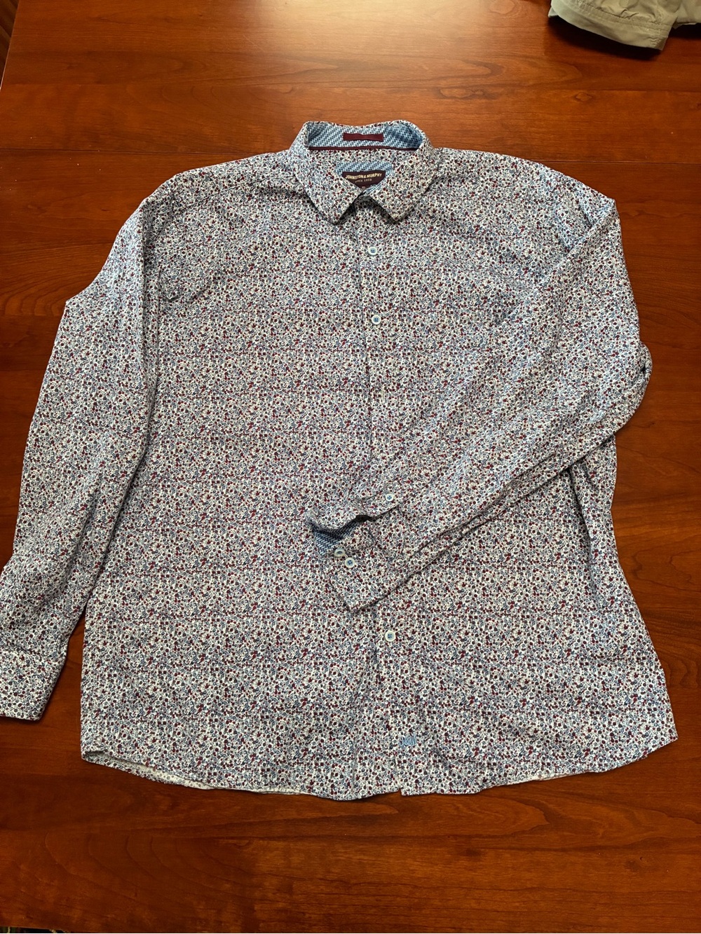 Johnston & Murphy Men's Micro Floral Button-Down Shirt - Blue/White/Red